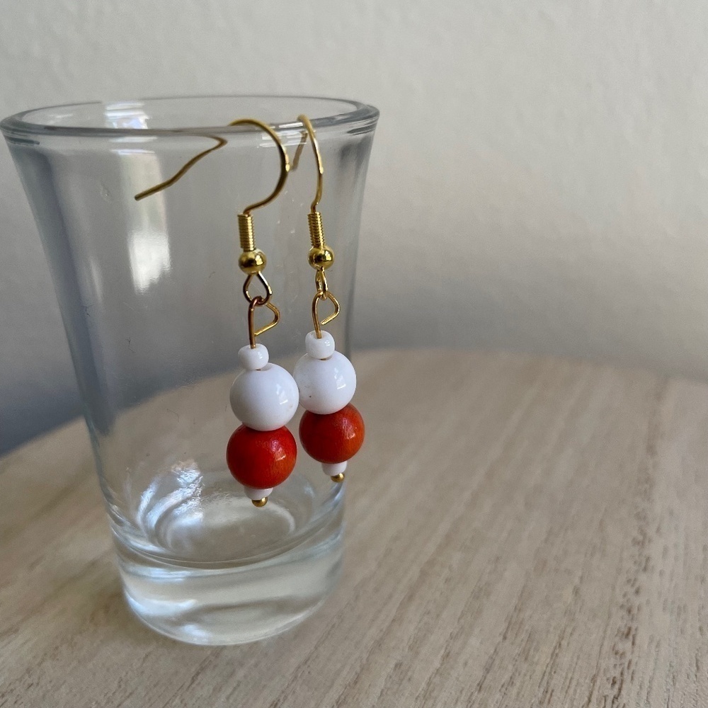 Bright Orange Beaded Earrings